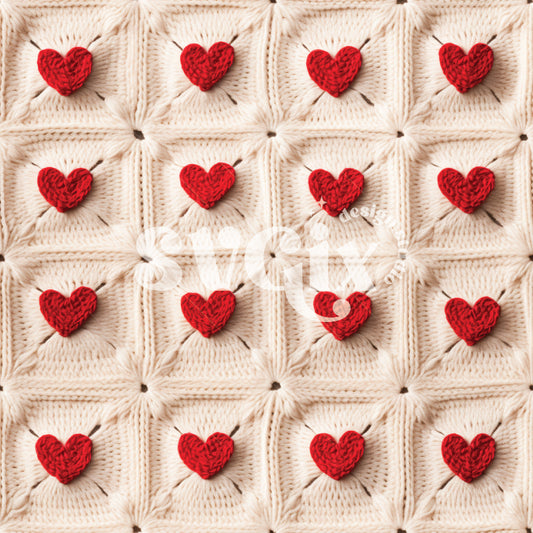 Valentines Knit Squares Seamless Pattern