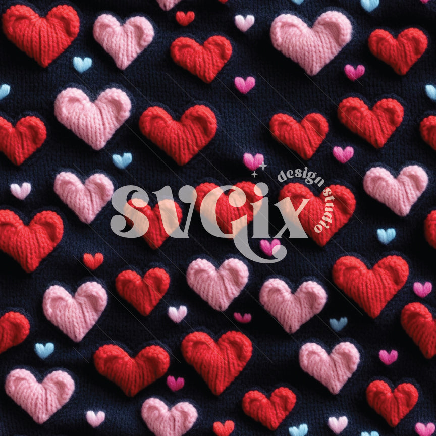 Valentines Knitted Hearts Seamless Pattern