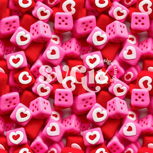 Felt Valentines Dices Seamless Pattern