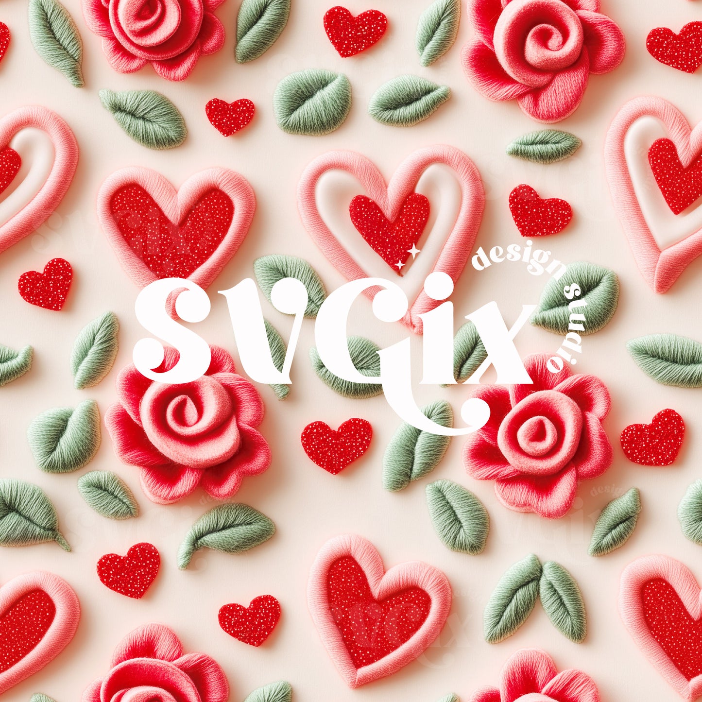 Vday Roses Seamless Valentines Hearts Repeating Pattern