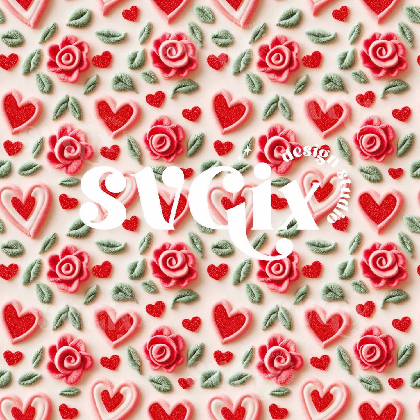 Vday Roses Seamless Valentines Hearts Repeating Pattern