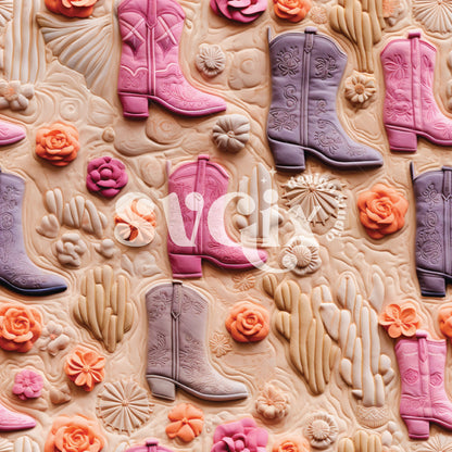 Velvet Cowboy Boots Seamless Pattern