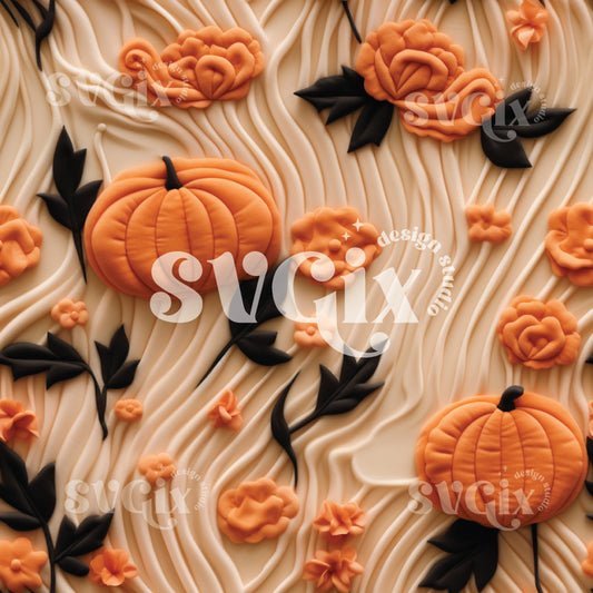 Velvet Pumpkins Seamless Pattern