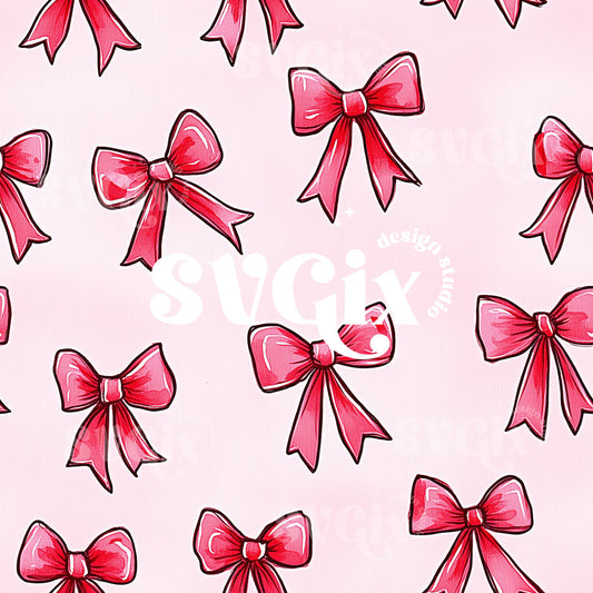 Watercolor Red Vday Bows Seamless Pattern