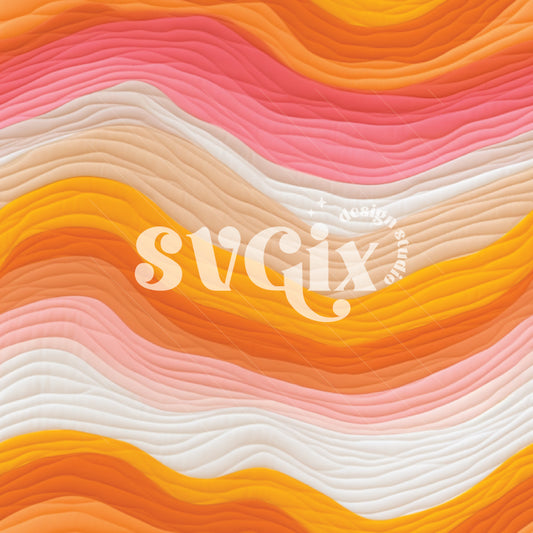 Wavy Retro Groovy Pink Orange Quilt Seamless Pattern