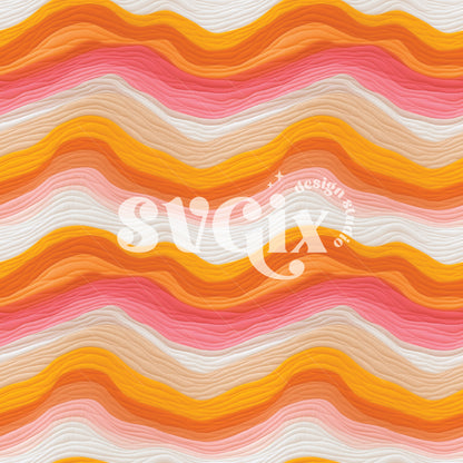 Wavy Retro Groovy Pink Orange Quilt Seamless Pattern