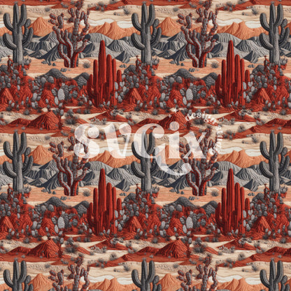 Western Cactus Embroidery Seamless