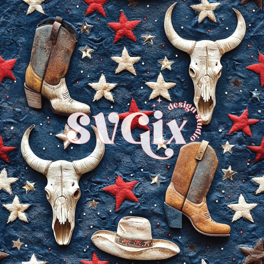 Western Inspired 4th of July Seamless Pattern