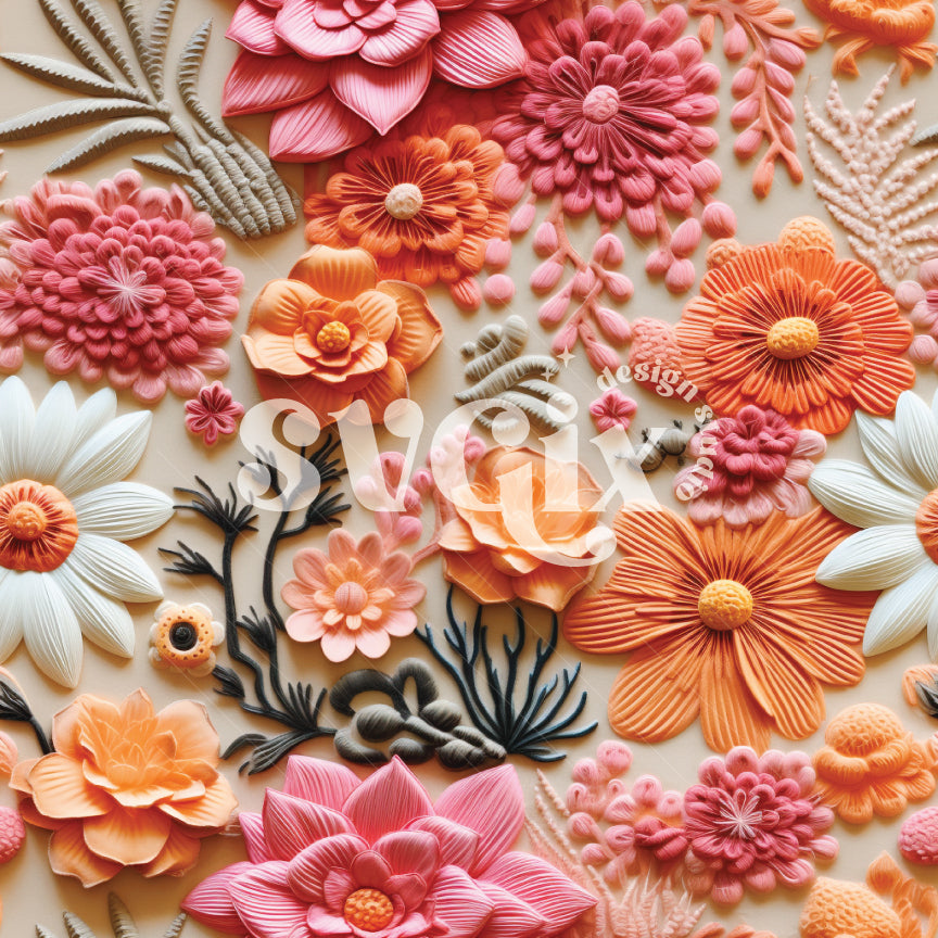 Western Inspired Floral Seamless Pattern