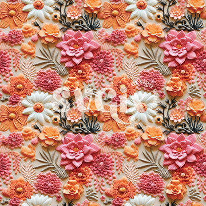 Western Inspired Floral Seamless Pattern