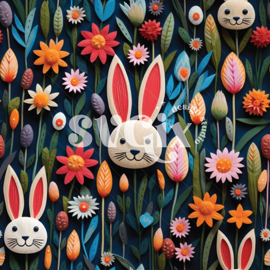 Whimsical Woodland Bunnies Seamless