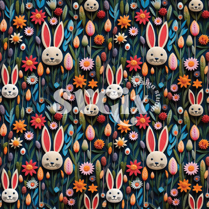 Whimsical Woodland Bunnies Seamless