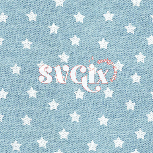 White Stars Denim Seamless Pattern