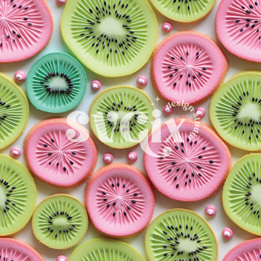 Pink Kiwis Seamless Pattern