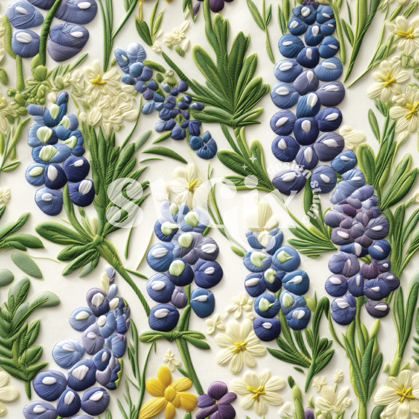 Wildflowers Bluebonnet Spring Seamless Pattern