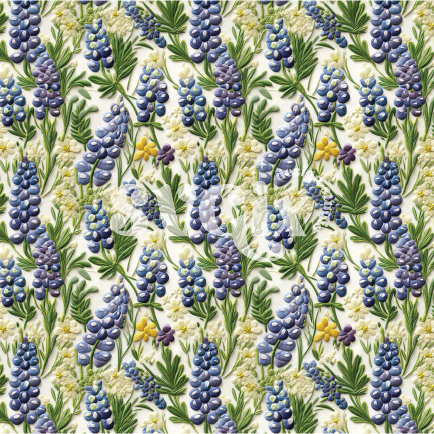 Wildflowers Bluebonnet Spring Seamless Pattern