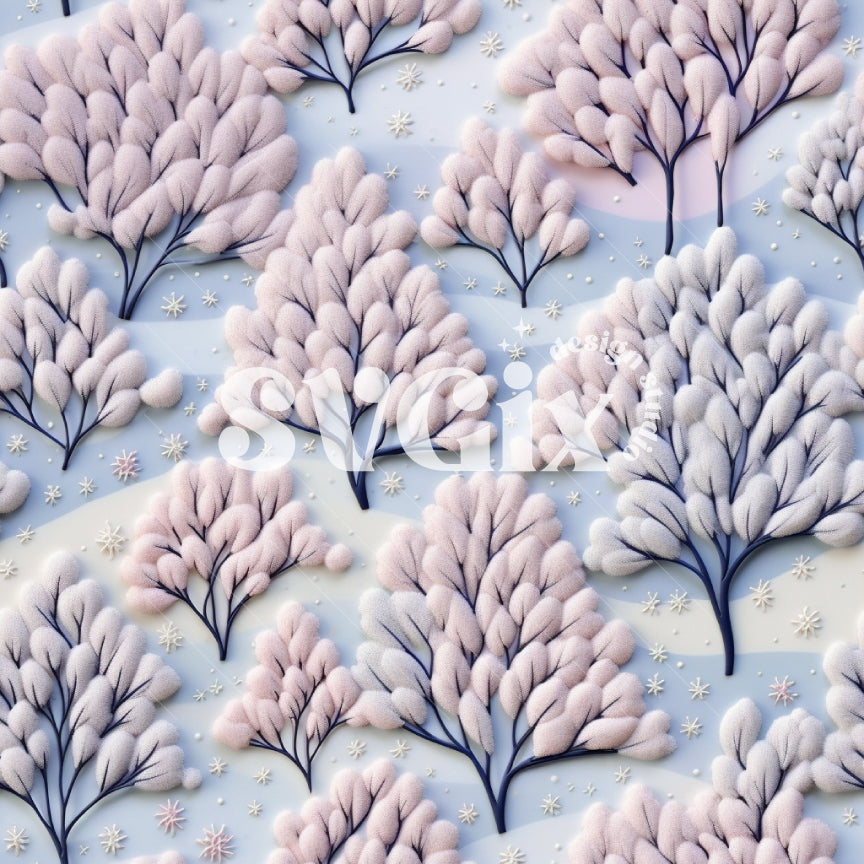 Winter Trees Seamless Pattern