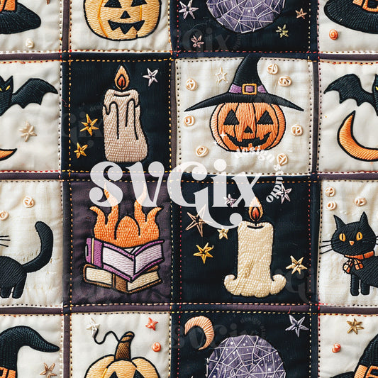 Witchy Quilt Seamless Pattern