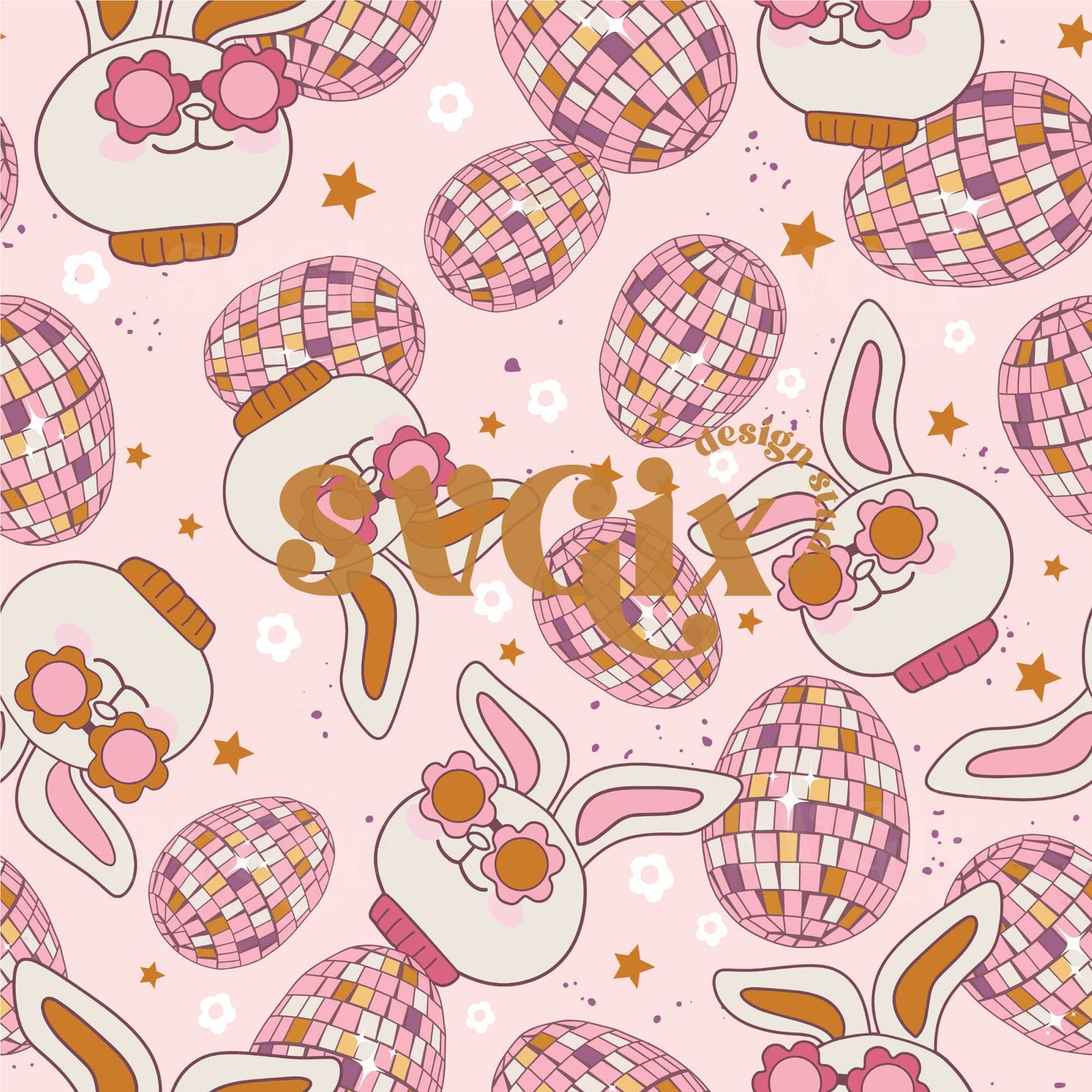 ❀ Groovy Bunny Disco Seamless Pattern