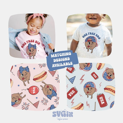 4th July Girl Seamless Pattern - SVGix