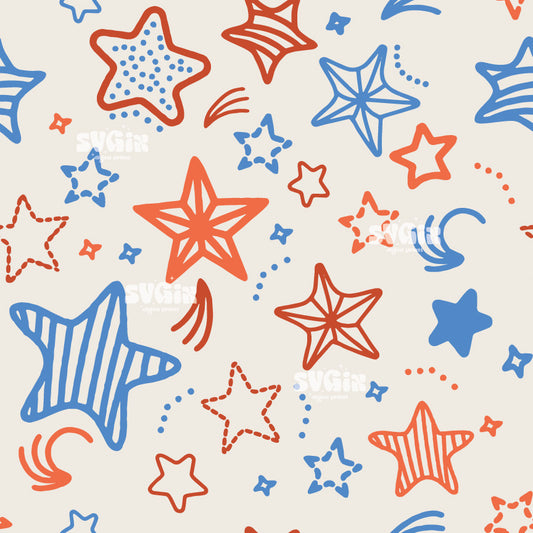 Summer Stars Seamless Pattern