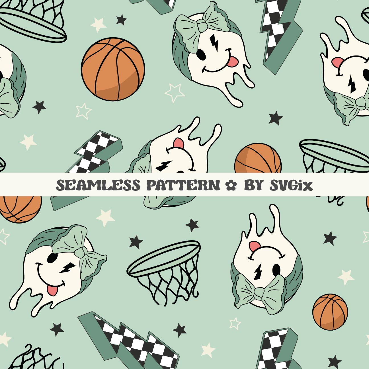 Basketball Girl Sister Seamless - SVGix