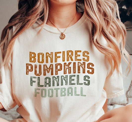 ❀ Bonfires pumpkins flannels football retro fall png - SVGix
