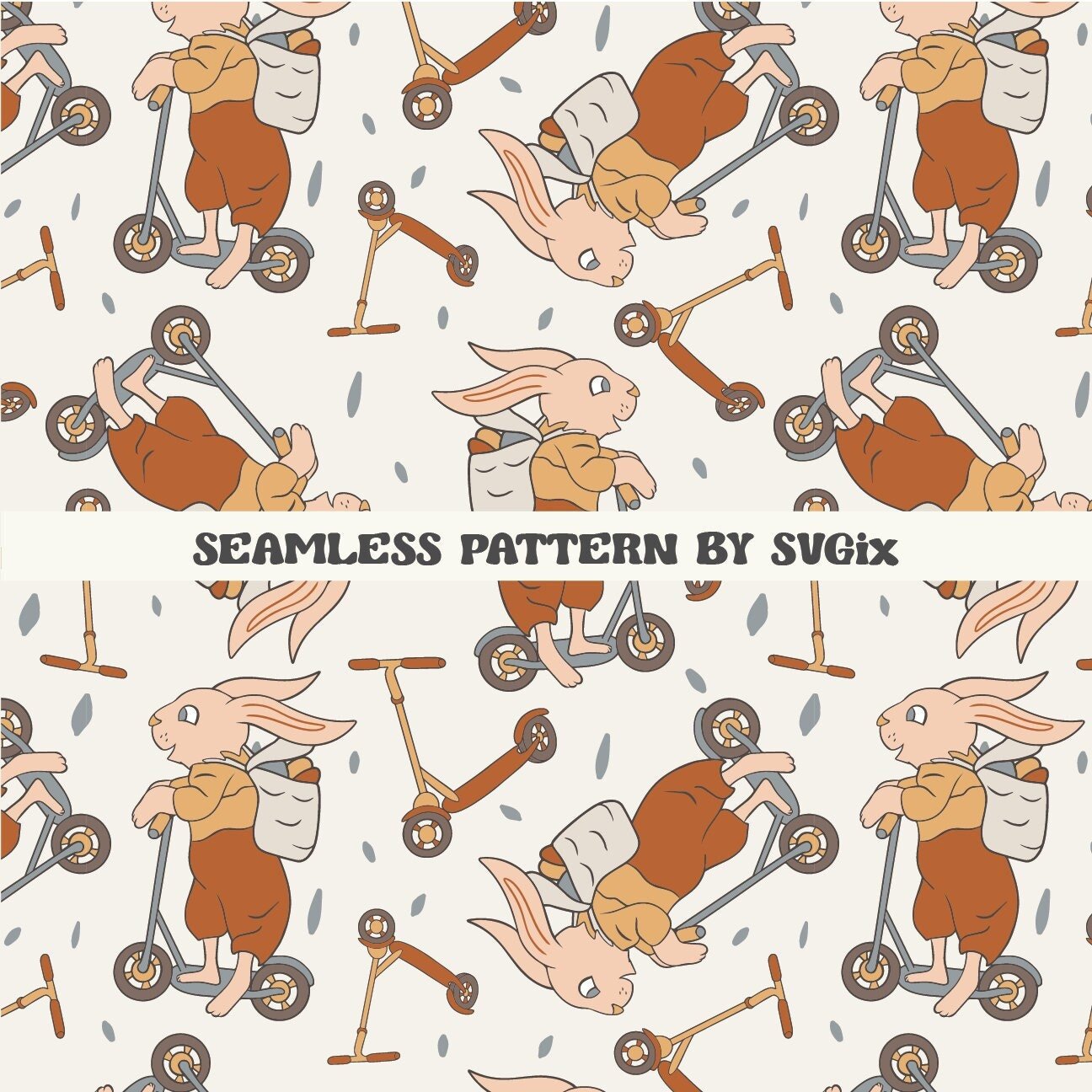 Bunny Scooter Repeat Pattern - SVGix
