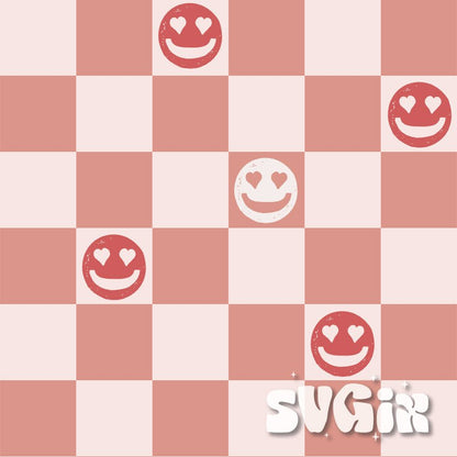 ❀ Checkerboard Smiley Seamless Pattern - SVGix