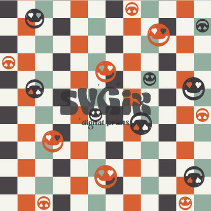 ❀ Checkerboard Smileys V Day Seamless - SVGix