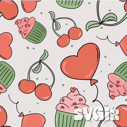 ❀ Cherry Vday Seamless Pattern - SVGix