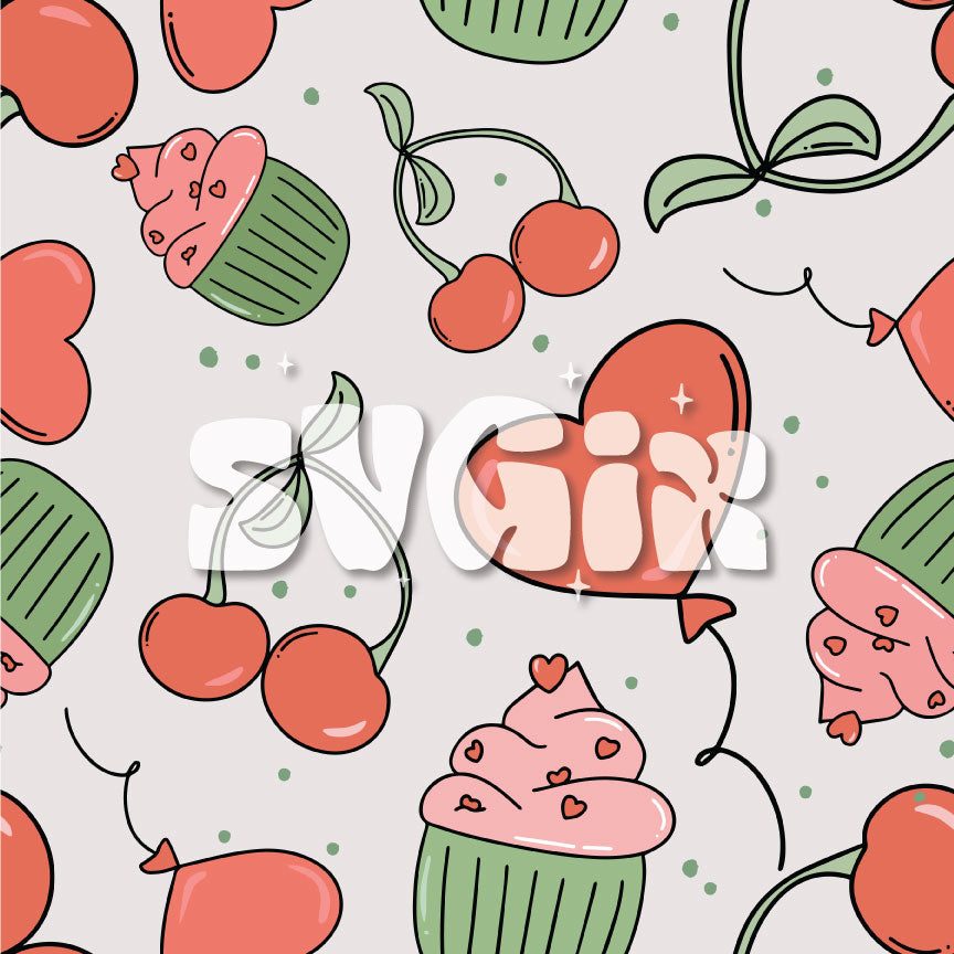 ❀ Cherry Vday Seamless Pattern - SVGix