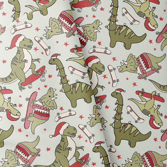 ❀ Christmas Skateboard Dinosaurs Boy Seamless - SVGix