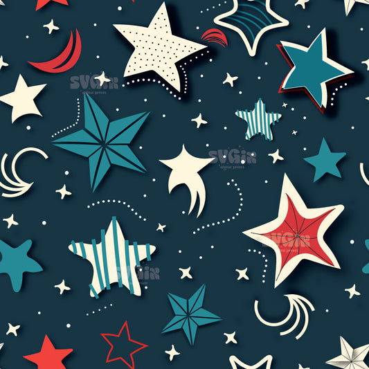 4th July Stars Seamless Pattern