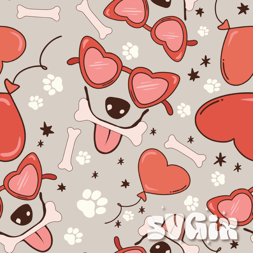 ❀ Dog Valentines Seamless Pattern - SVGix