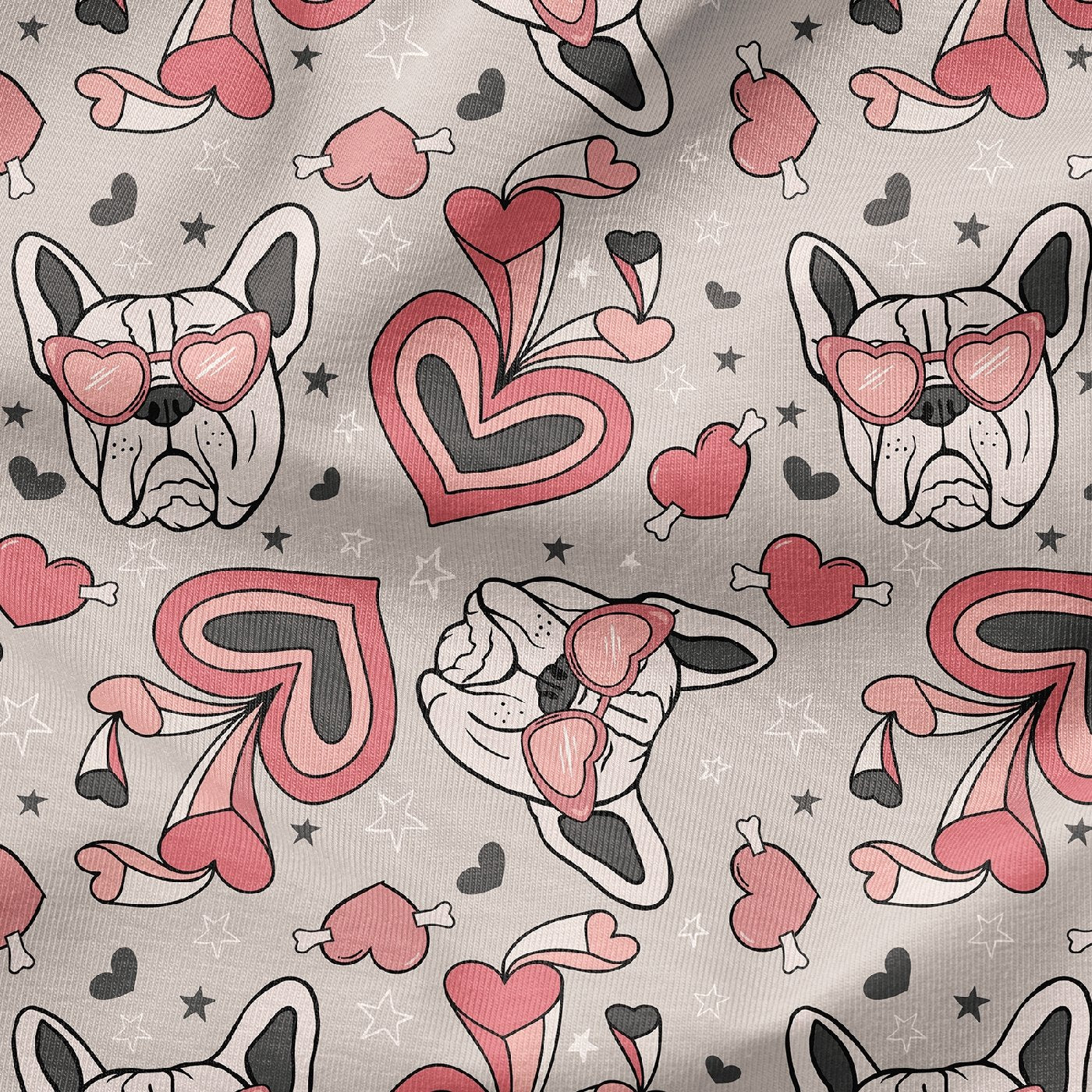 ❀ French Bulldog Valentines Seamless Pattern - SVGix