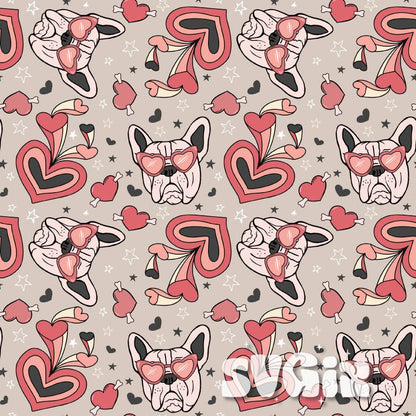 ❀ French Bulldog Valentines Seamless Pattern - SVGix