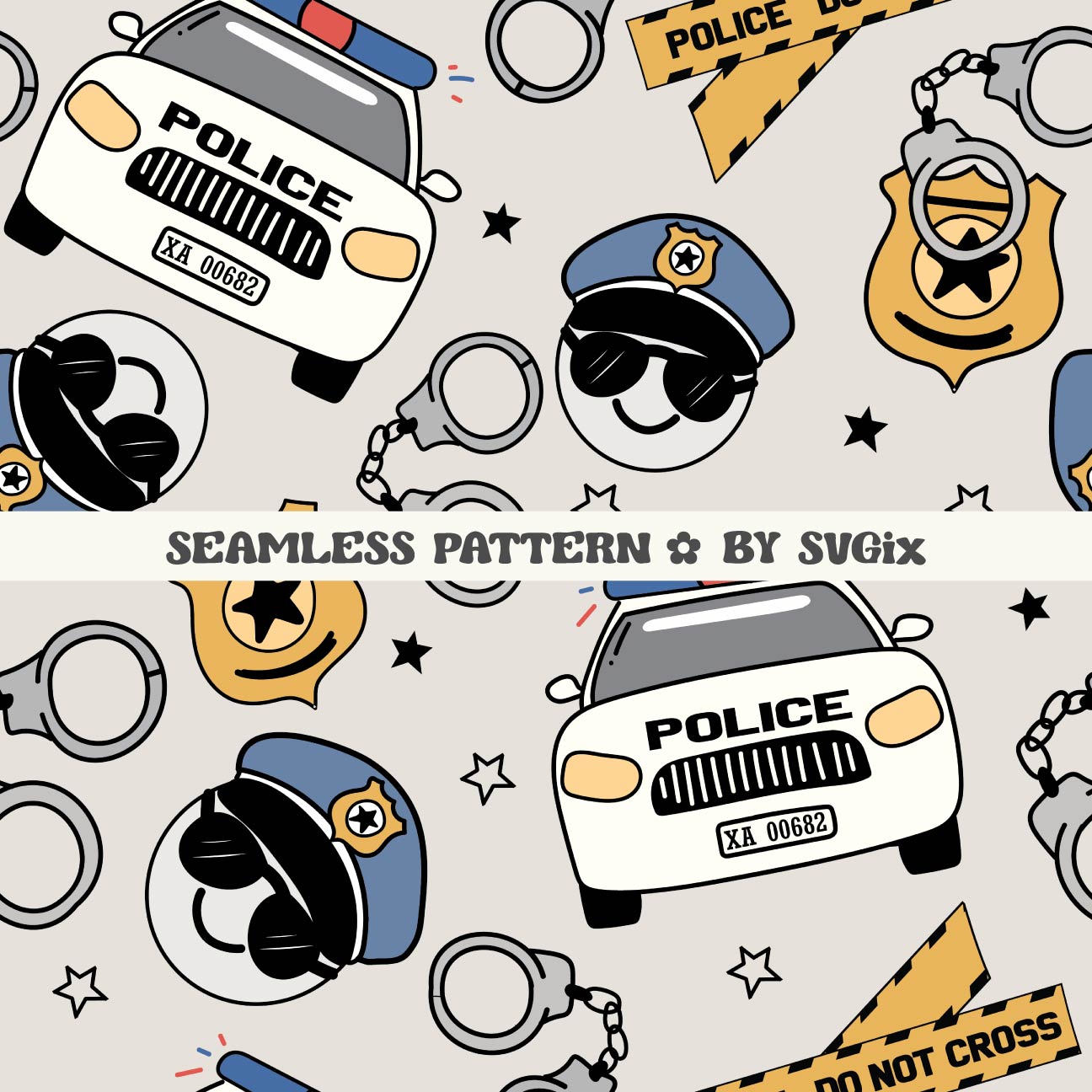 Police Kids Seamless - SVGix