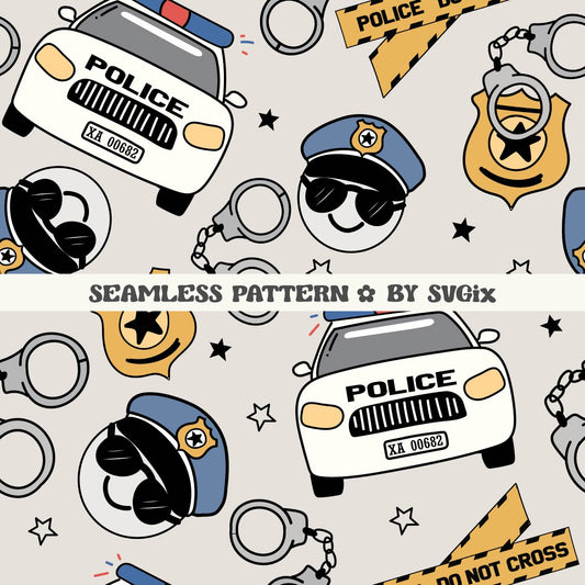 Police Kids Seamless - SVGix