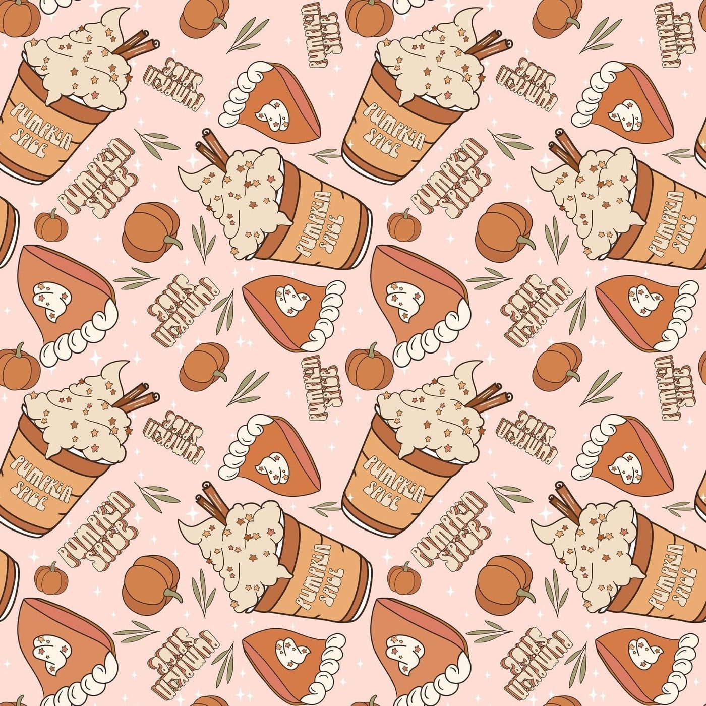 ❀ Pumpkin Spice Fall Seamless Pattern - SVGix