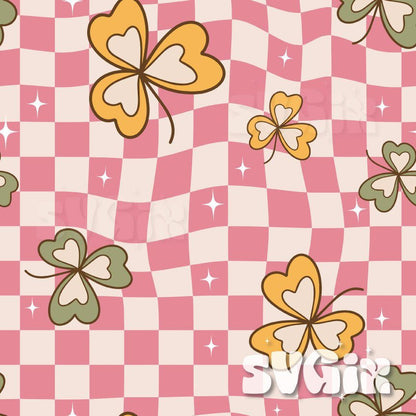 ❀ St Patricks Checkerboard Pink - SVGix