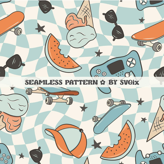Summer Boy Seamless Pattern File for Fabric Sublimation & Commercial Use - SVGix